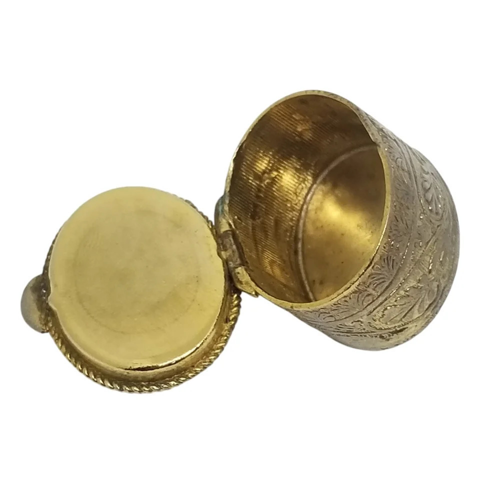 VINTAGE GOLDPLATED & GENUINE NEPHRITE JADE STONE TRINKET BOX - Picture 3 of 7